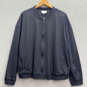 Soma Weekend Tech Knit Womens Black Bomber Jacket Full Zip Size XXL